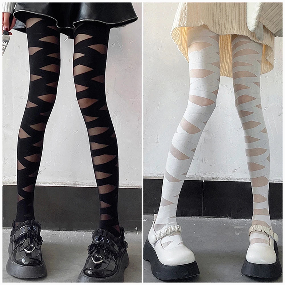 Gothic Cross Bandage Pantyhose for Women - SU