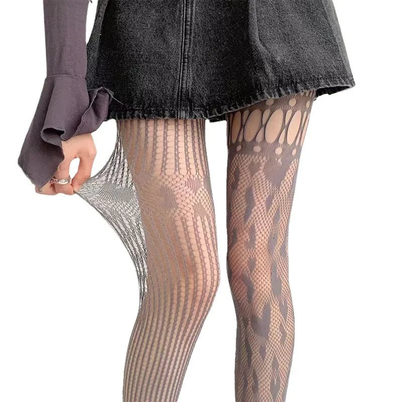 Elegant Women's Heart-Cutout Lace Mesh Fishnet Pantyhose - SU